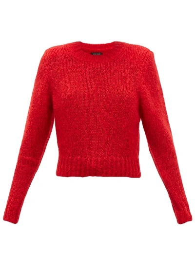 Isabel Marant Blouson Sleeve Mohair & Wool Blend Sweater In Red