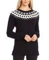 Vince Camuto Beaded Fair Isle Sweater In Rich Black
