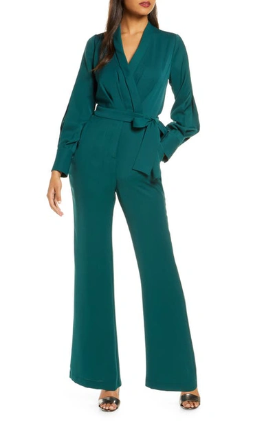 Adelyn Rae Charis Faux Wrap Jumpsuit In Pine