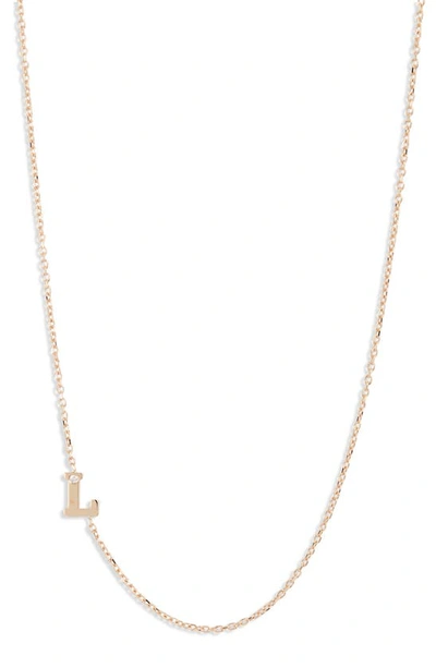 Anzie Love Letter 14k Yellow Gold Single Diamond Initial Necklace In Initial L