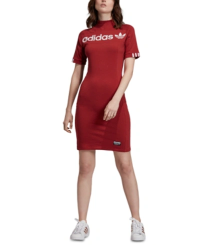 Adidas Originals Logo Graphic T-shirt Dress In Mystery Red