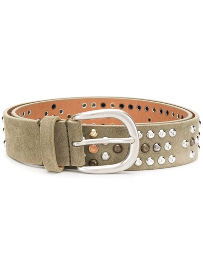 Isabel Marant Devis Studded Suede Belt In Faded Black