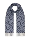 Burberry Reversible Check And Monogram Cashmere Scarf In Indigo