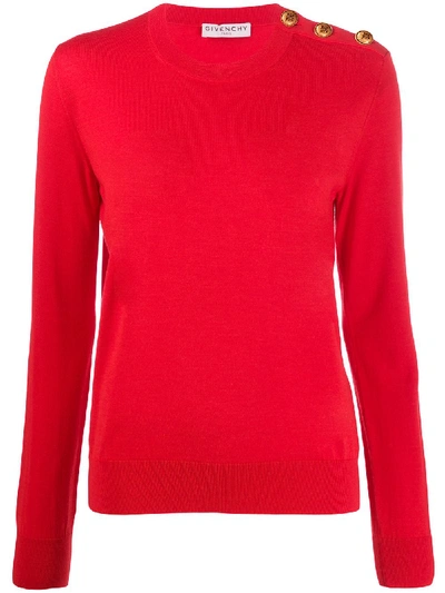 Givenchy Button-embellished Crewneck Jumper In Red