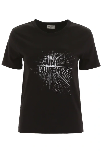 Saint Laurent Logo Print T-shirt In Black