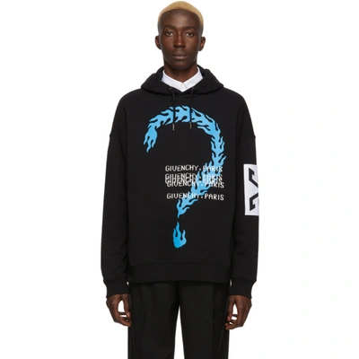 Givenchy Black Burning Question Hoodie In 001 Black