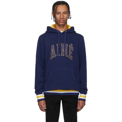 Aimé Leon Dore Aime Leon Dore Navy Terry Collegiate Hoodie In Blue