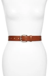 Madewell Medium Perfect Leather Belt In Pecan/ Silver