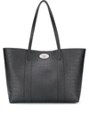 Mulberry Bayswater Matte Croc Embossed Leather Tote & Pouch In Black
