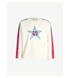 Gucci Star-appliquéd Cotton-jersey Sweatshirt In Natural Azure Red