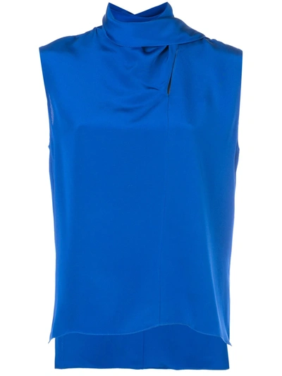 Adam Lippes Scarf Wrap Blouse In Blue