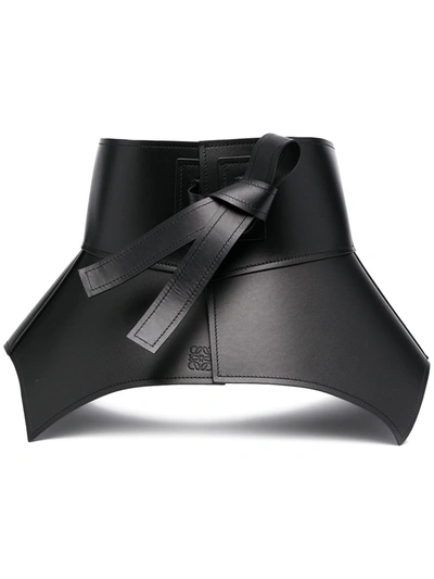 Loewe Tie-detail Leather Obi Belt In Black