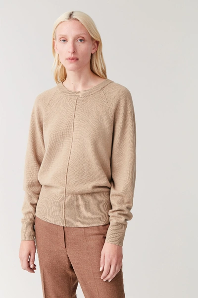 Cos Knitted Cotton-yak Jumper In Beige