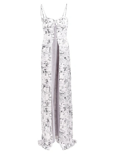 Off-white Graphite Slit-front Maxi Dress In Multi