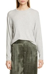 Atm Anthony Thomas Melillo Long-sleeve Micromodal Boyfriend Crewneck Top In Heather Grey