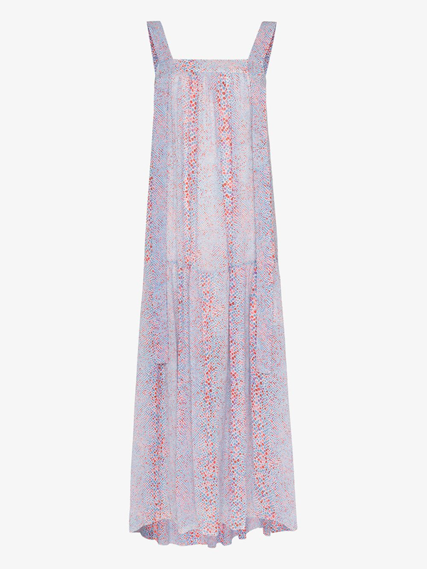 blue silk maxi dress