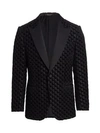 Ermenegildo Zegna Men's Velvet Burnout Wool & Silk-blend Jacket In Black Check