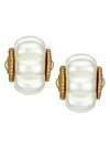 Kenneth Jay Lane 22k Goldplated & Pearlized Resin Shrimp Hoop Clip-on Earrings