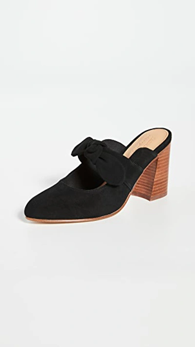 Soludos Lani Bow Suede Mules In Black
