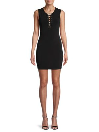 Bcbgeneration Lace-up Sleeveless Mini Dress In Black