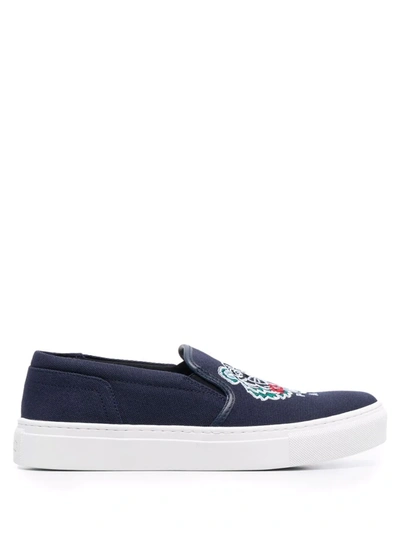 Kenzo K Skate Embroidered Slip-on Sneaker In Blue