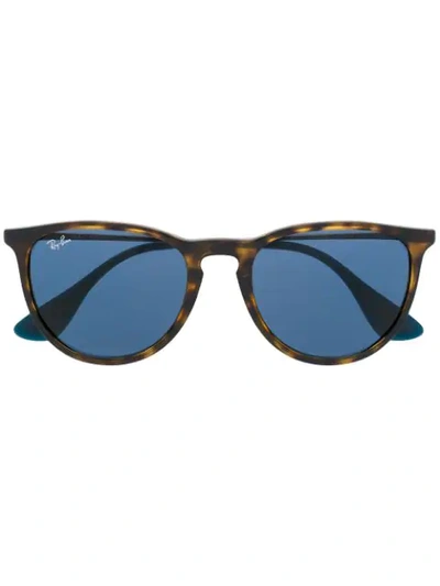 Ray Ban Rb4171 Erika Round-frame Sunglasses In Brown