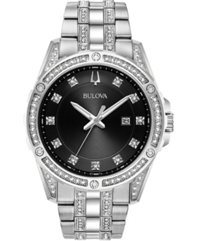 Bulova Men's Stainless Steel Bracelet Watch & Pendant Necklace 42mm Gift Set In Black