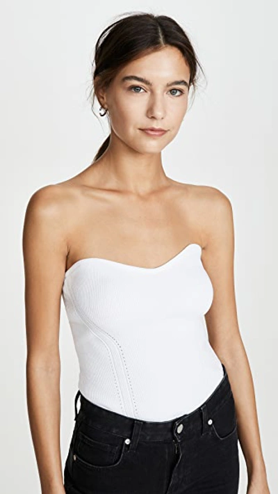Cushnie Strapless Fitted Knit Top In White