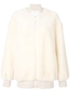 Tibi Zip Up Faux Fur Jacket In White