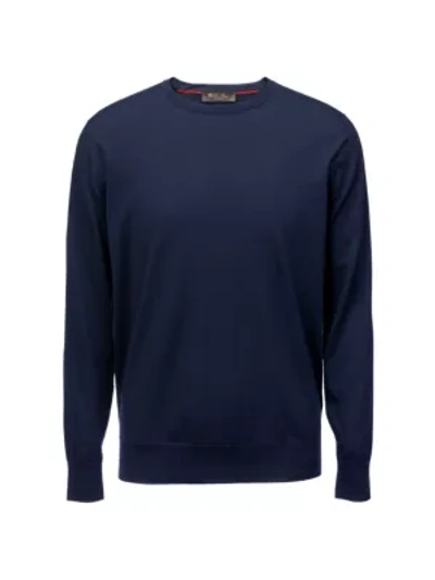 Loro Piana Men's Wish Wool Crewneck Sweater In Blue