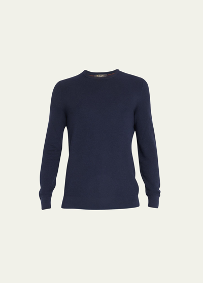 Loro Piana Lightweight Wool-blend Crewneck Sweater In Blue
