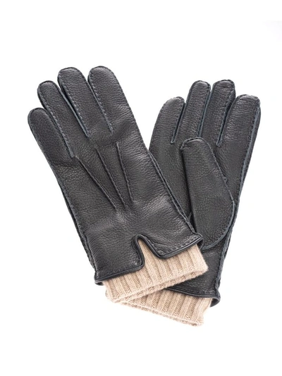 Loro Piana Men's Blue Leather Gloves