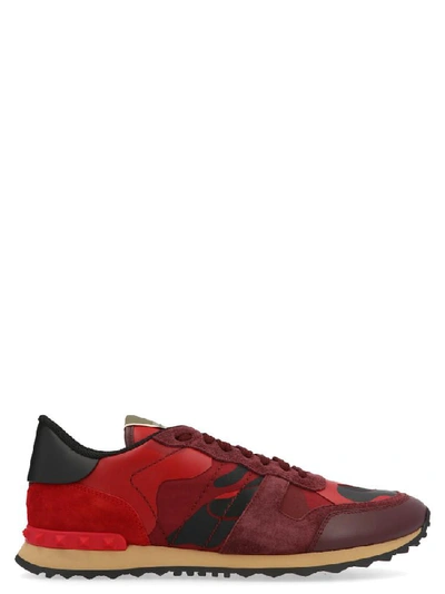 Valentino Garavani Rockrunner Camouflage Sneakers In Red