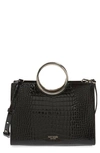 Kate Spade Sam Medium Croc-embossed Bracelet Satchel Bag In Black