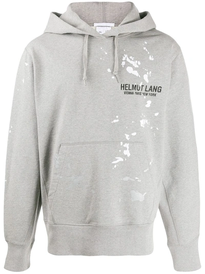Helmut Lang Logo-embroidered Cotton Hooded Sweatshirt In Precision
