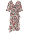 Isabel Marant Arodie Ruched Floral-print Silk-blend Crepe Dress In Red