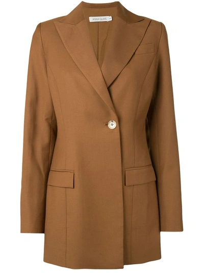 Anna Quan Sienna Double-breasted Twill Blazer In Brown