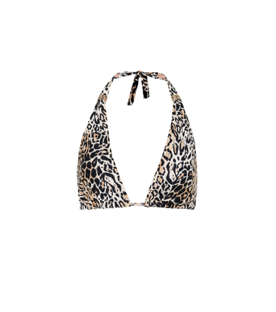 Melissa Odabash Grenada Embellished Leopard-print Halterneck Triangle Bikini Top In Multicoloured