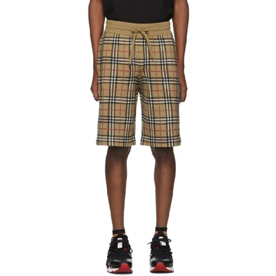 Burberry Vintage Check Track Shorts In Beige,black,red