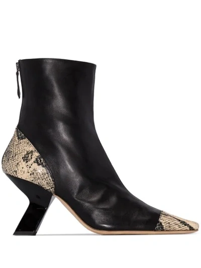 Rejina Pyo Black Marley 80 Snake Print Ankle Boots