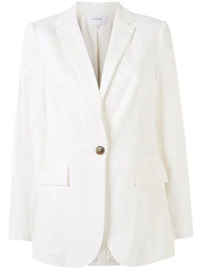 Frame Boyfriend Linen-blend Blazer In White