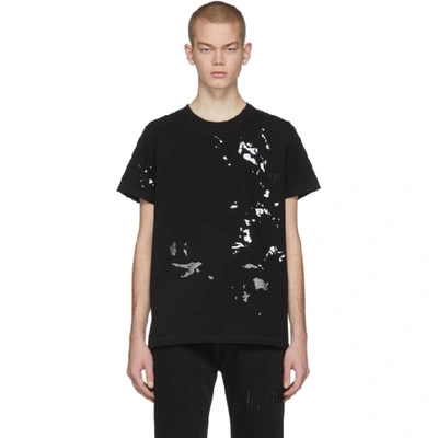 Helmut Lang Logo-embroidered Splatter-print Cotton T-shirt In Basalt Black