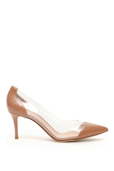 Gianvito Rossi Plexi 70 Pumps In Beige,pink