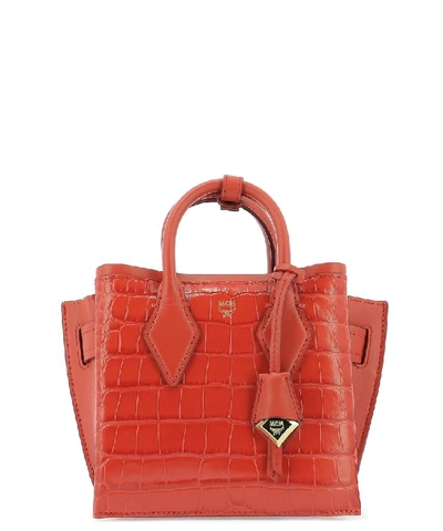 Mcm Neo Milla Croc Effect Tote Bag In Red ModeSens