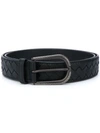 Bottega Veneta Intrecciato Weave Nappa Belt In Black