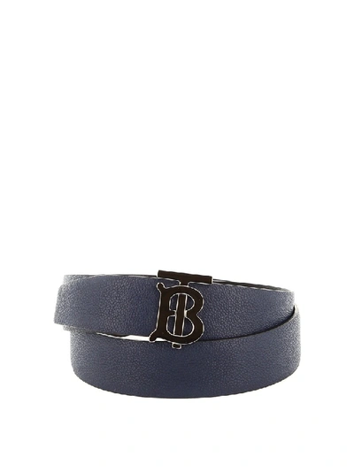 Burberry Tb Monogram Buckle Reversible Belt In Grey