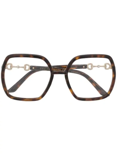 Gucci Horsebit-detail Oversized Glasses In Brown