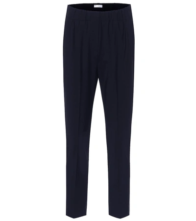 Brunello Cucinelli High-rise Wool-blend Slim Pants In Blue