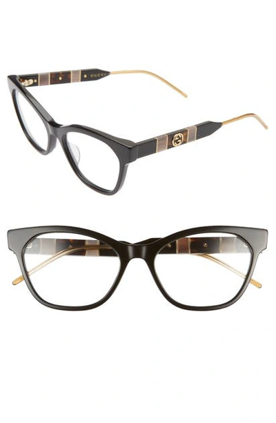 Gucci Web Detail Black Cat Eye Optical Glasses