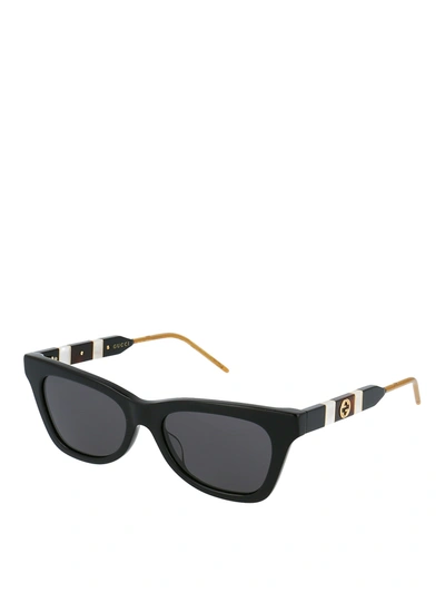 Gucci Web Detail Black Wayfarer Sunglasses